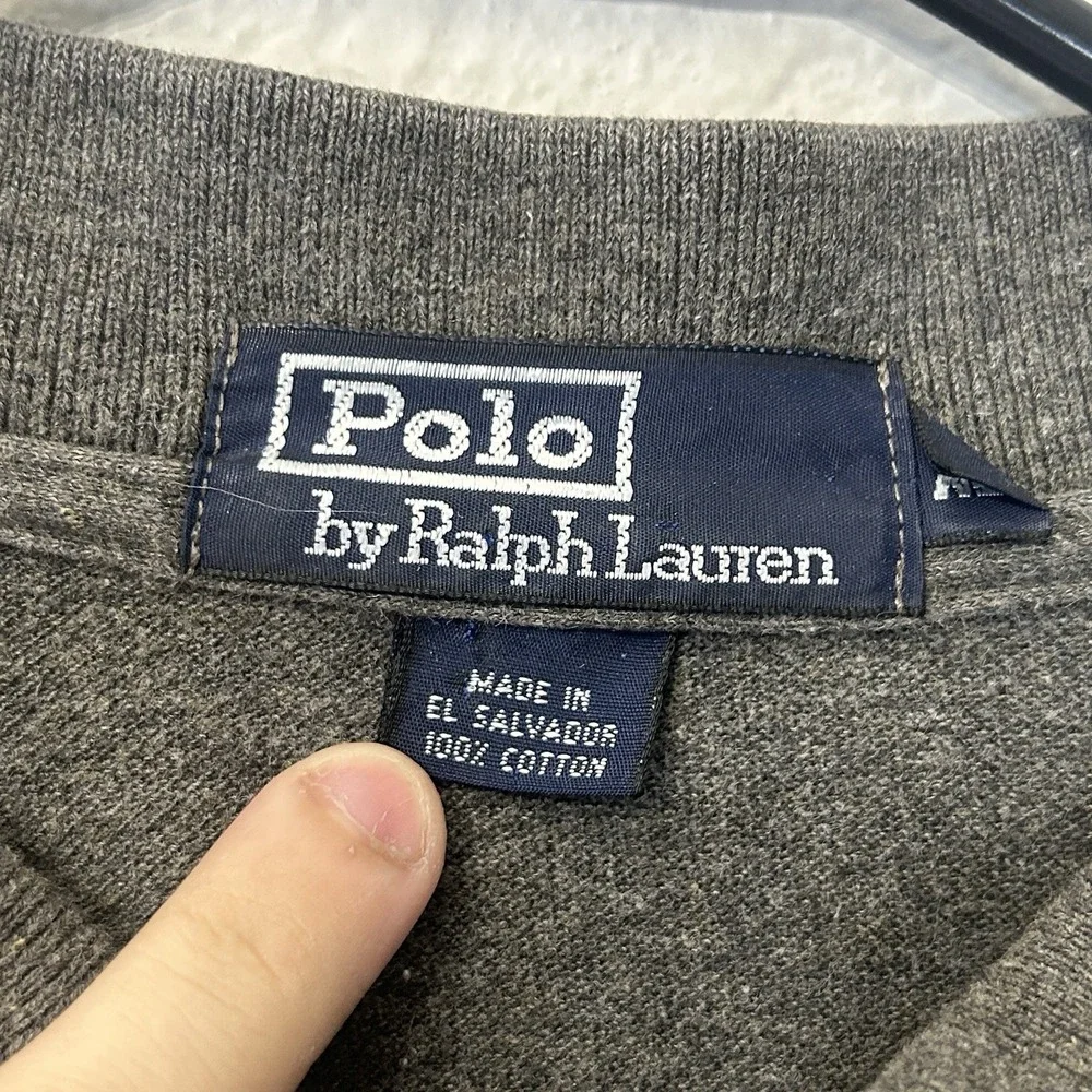 Vintage Polo by Ralph Lauren Dark Gray Long Sleeved Polo Shirt Men's Size XL